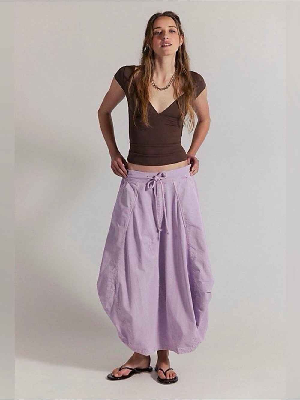 Free People Willow Poplin Maxi Skirt in Pink Lavender Size XS